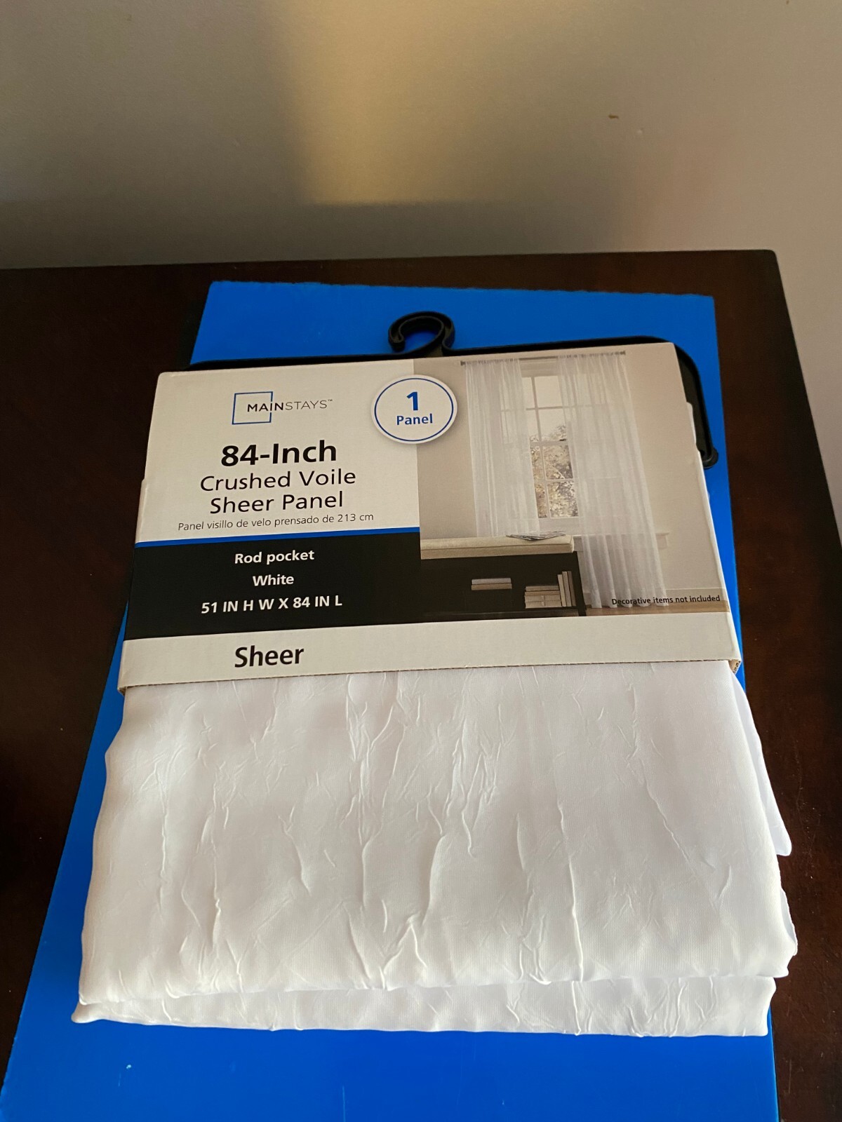 BRAND NEW MAINSTAYS SINGLE PANEL 84 INCH SHEER CRUSHED VOILE CURTAIN WHITE