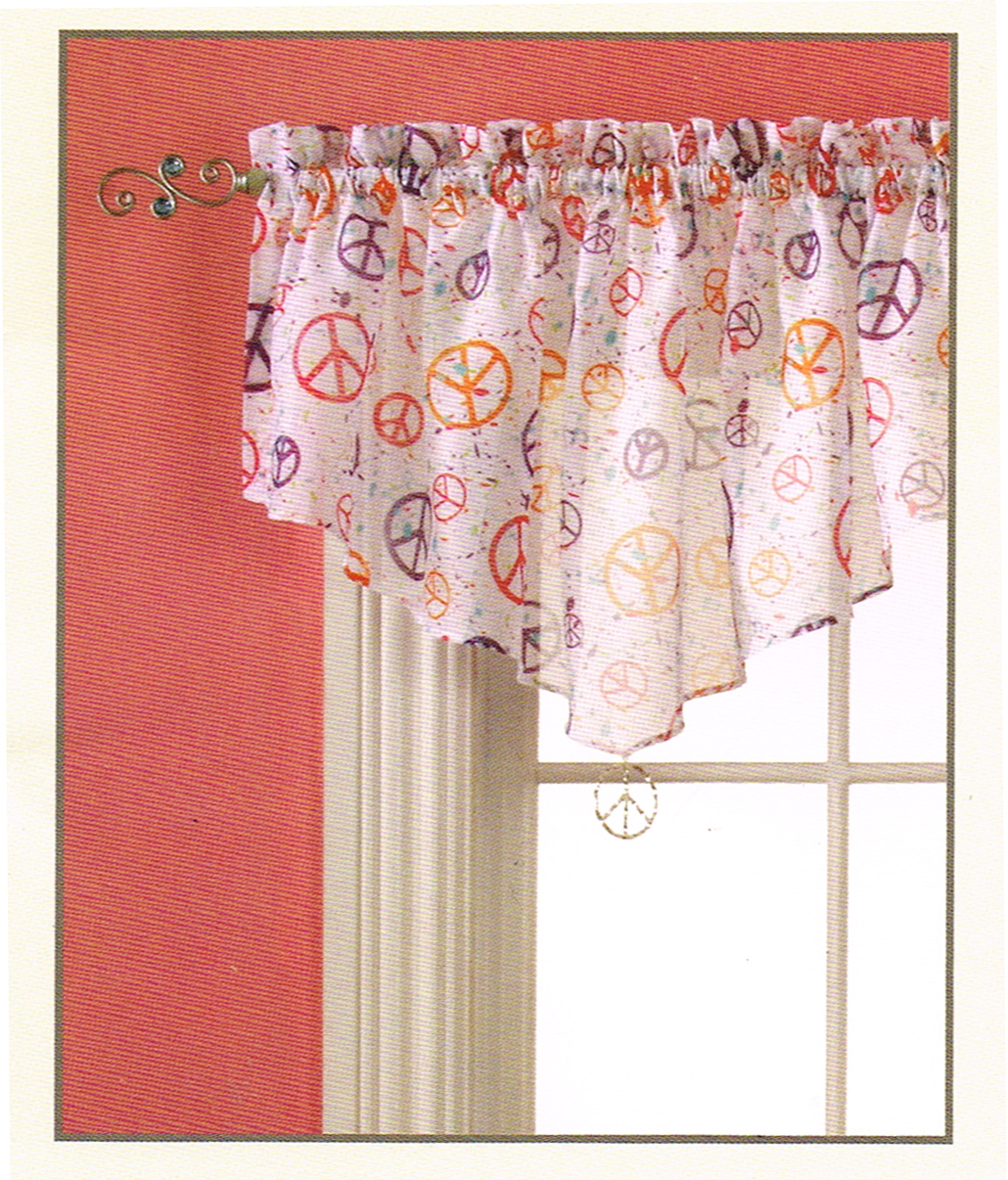 Style Selections PEACE Dude SIGN Kids Window Rod Pocket Valance 55″ W x 20″ L