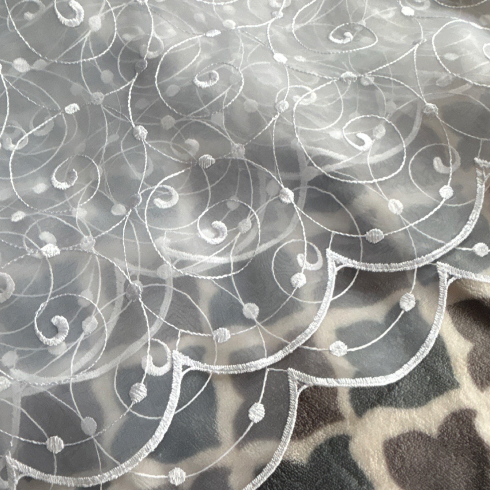 Sheer White Embroidered Polyester SWAG curtain 200” L x 40” W Made in Turkey