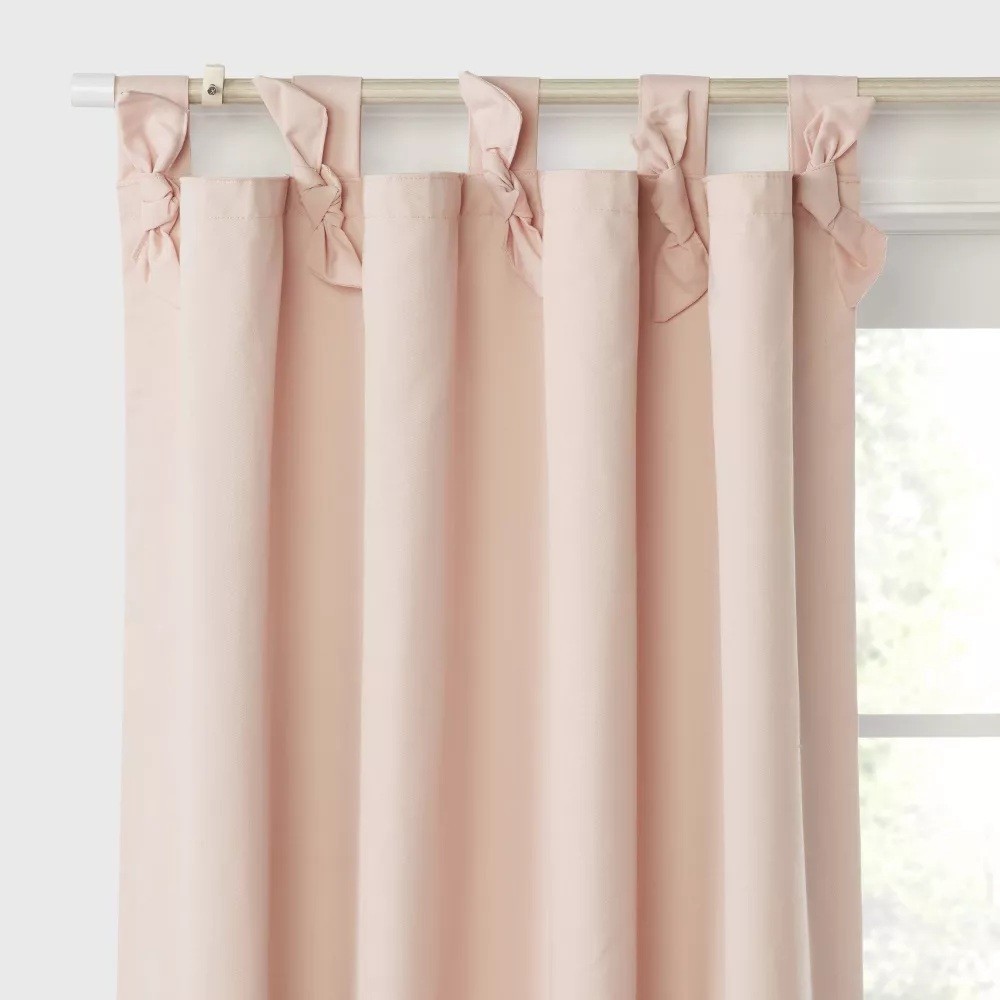 Pillowfort Faux Tie Top Single Blackout & Lined Pink Curtain Panel 42″ x 84″