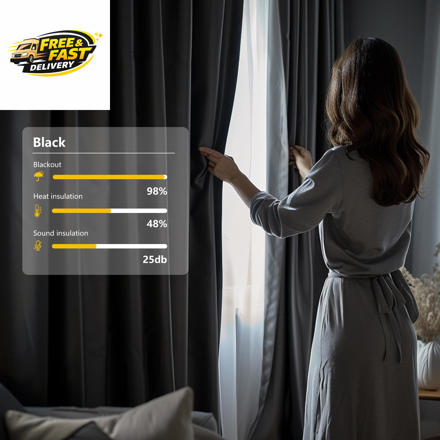 Room Divider Curtains, Blackout Ceiling Track Curtains with Hooks Wall Dividers