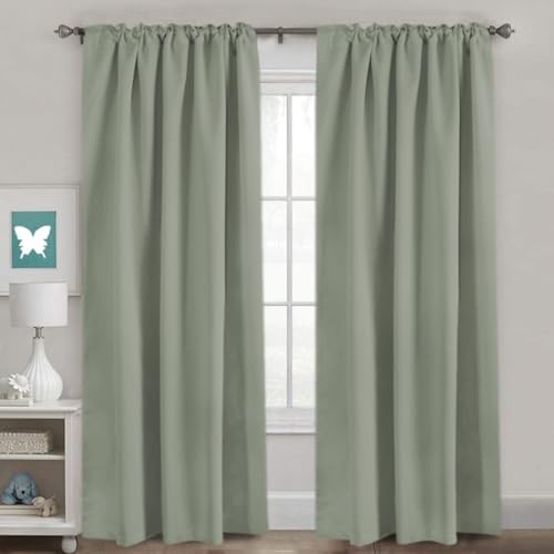 Blackout Curtains Thermal Insulated Window 52″W x 84″L (Pack of 2) Light Sage