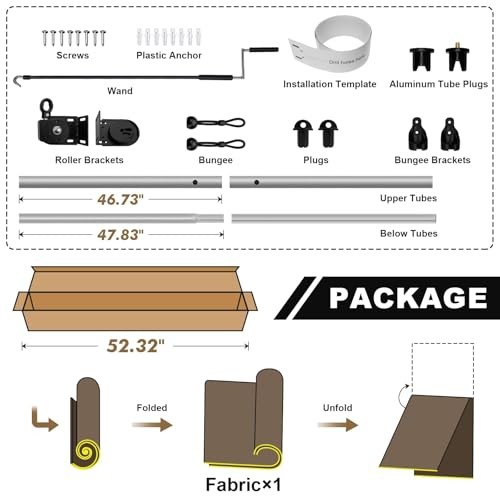 Patio Shades Roll Up Outdoor Roller Shade (6’Wx6’H), Cordless 72″W x 72″H Gray