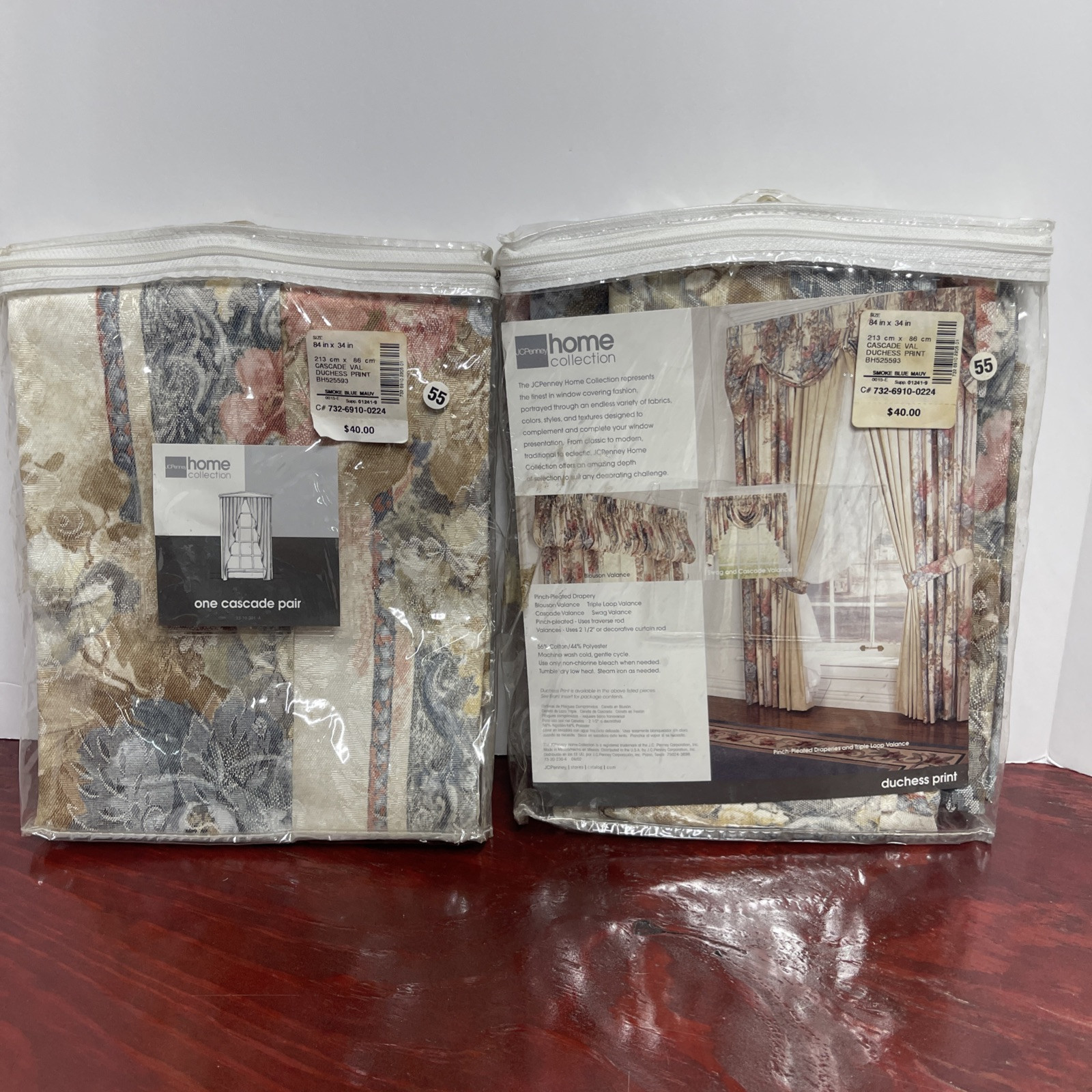 VTG JC Penney Home Collection Cascade Valance Duchess Print 84″ x 34” 2 Pair
