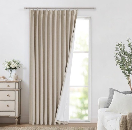Vision Home Sand Pinch Pleated Full Blackout Curtain Linen 60W x 108L, 1 Drape