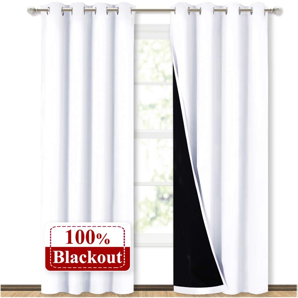 NICETOWN 100% Blackout Window Curtain Panels, Cold and Full Light Blocking Dr…