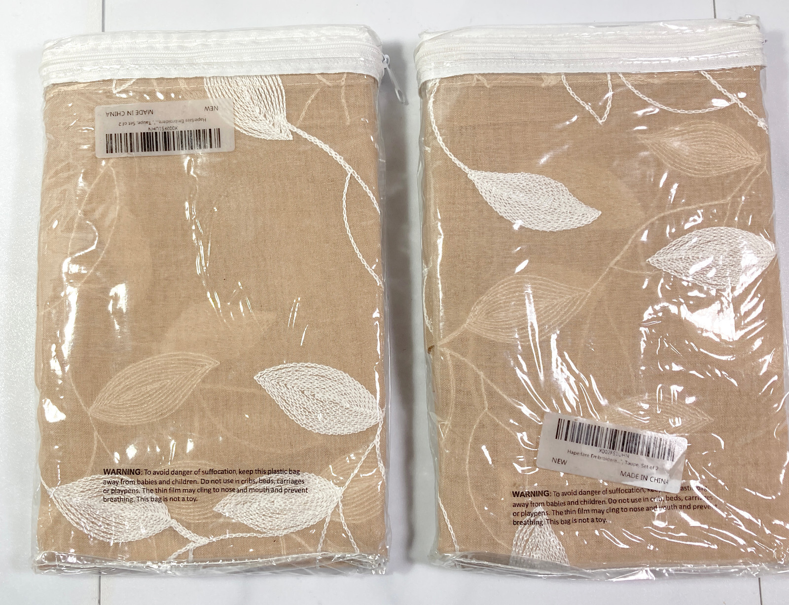 Floral Embroidered Panel Window Curtains 4 Tiers Total 24 in L x 52 W Taupe/Tan