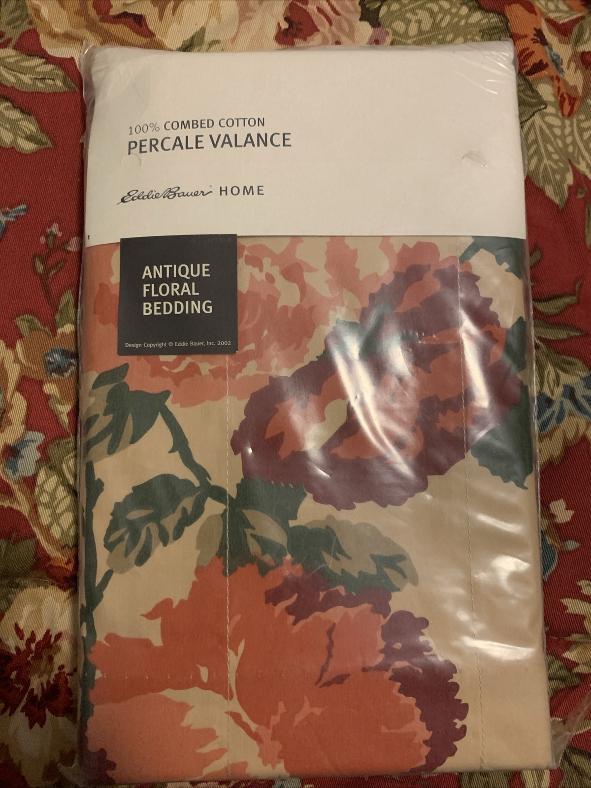 Vintage Eddie Bauer Home Percale Valance Antique Floral One Size Cotton 21”x 82”