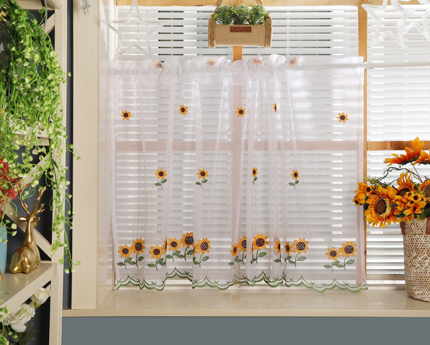 Panel curtain bistro curtain rod pull-through kitchen short curtain country house