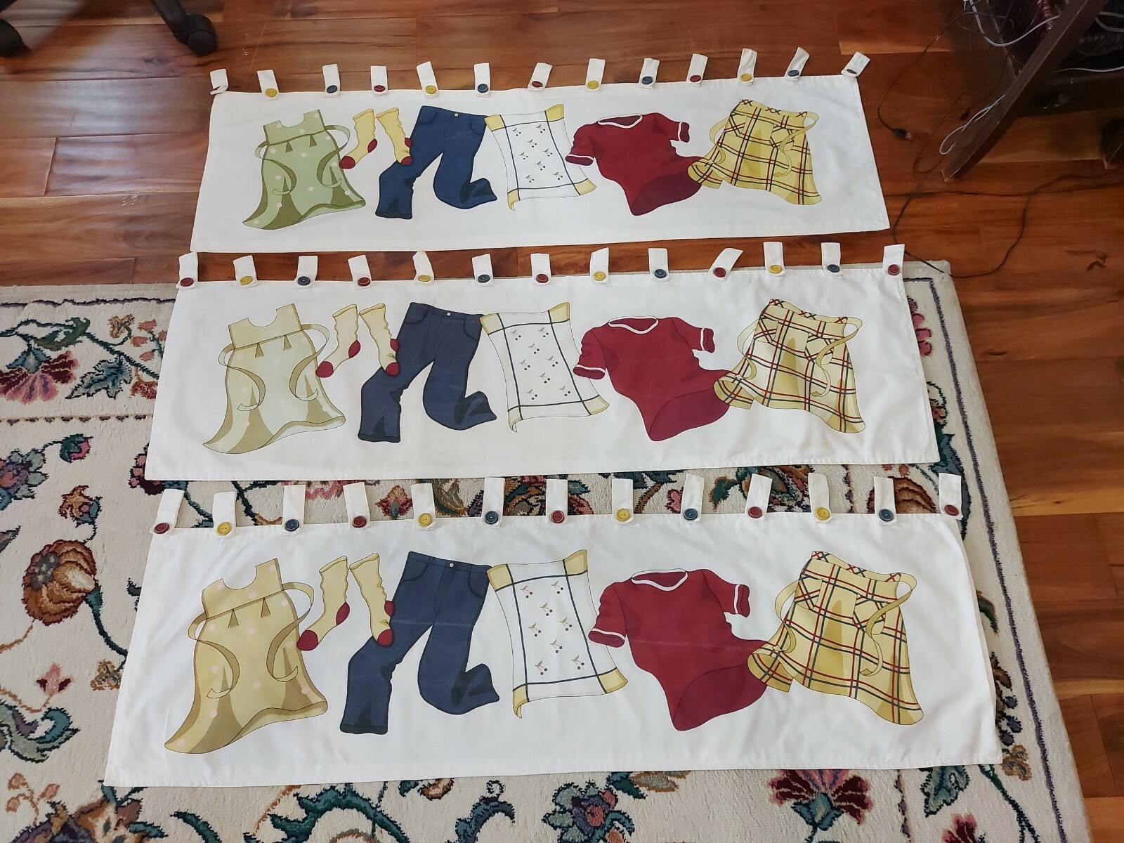 Set of 3 Multi Color Vintage Curtain Valances Each Panel 44 1/2″ Free Shipping!!