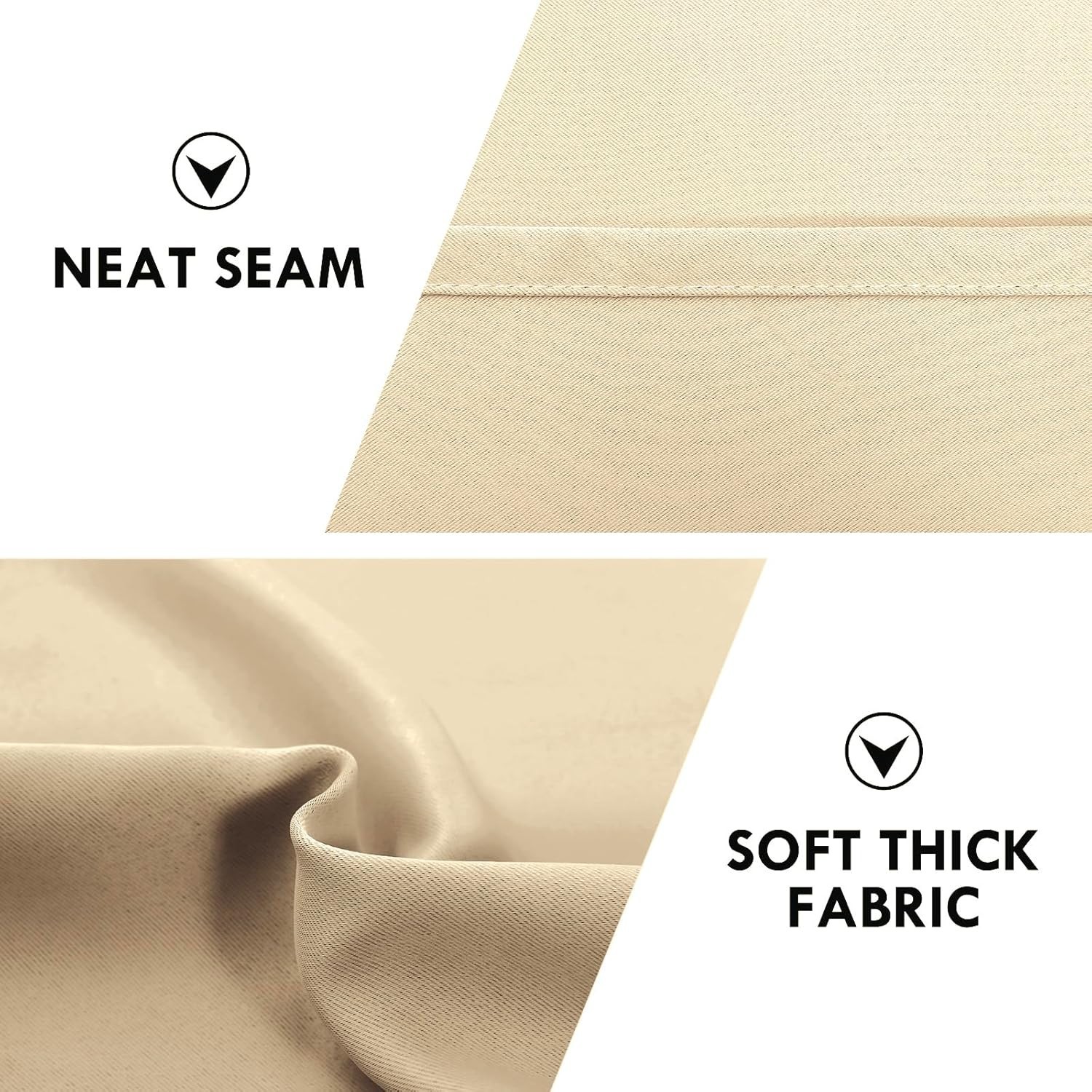 Beige Thermal Insulated Curtains, 42×54 – 2 Panels