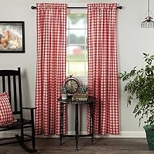 Annie Buffalo Check Cotton Farmhouse Curtains Rod Pocket Drawstring Ties