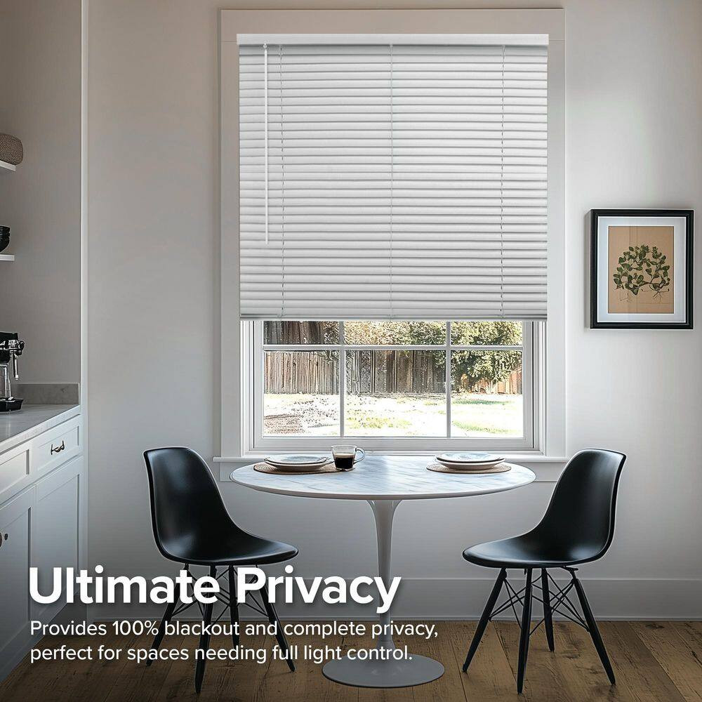 Midnight White Cordless Blackout Vinyl Mini Blind with 1 In. Slats – 74 In. W X