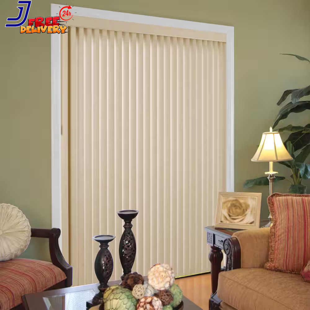 Room Darkening Textured Vertical Blinds for Sliding Doors Kit with 3.5 In. Slats