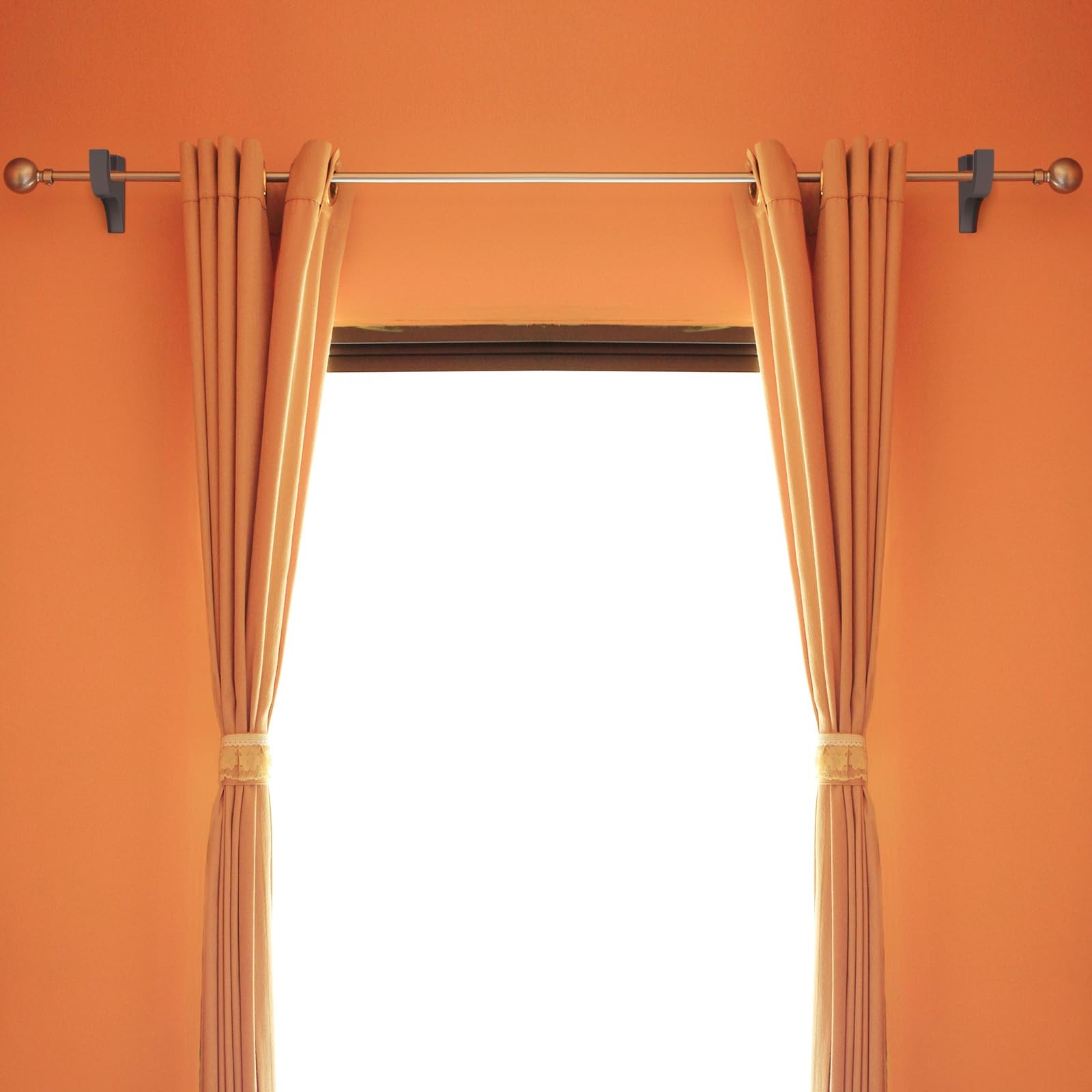 2 PCS Brown Wood Window Curtain Rod Holder Bracket Classic 3 1/2 In 2 In Pole