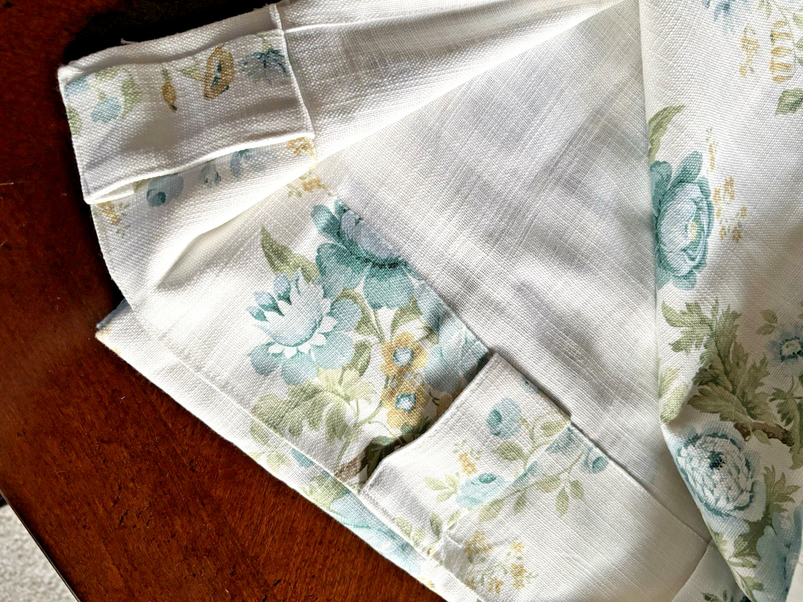 SANDERSON Hykenham Floral Cottage Cotton Curtains 2 Drapes 50″ x 84” Blue