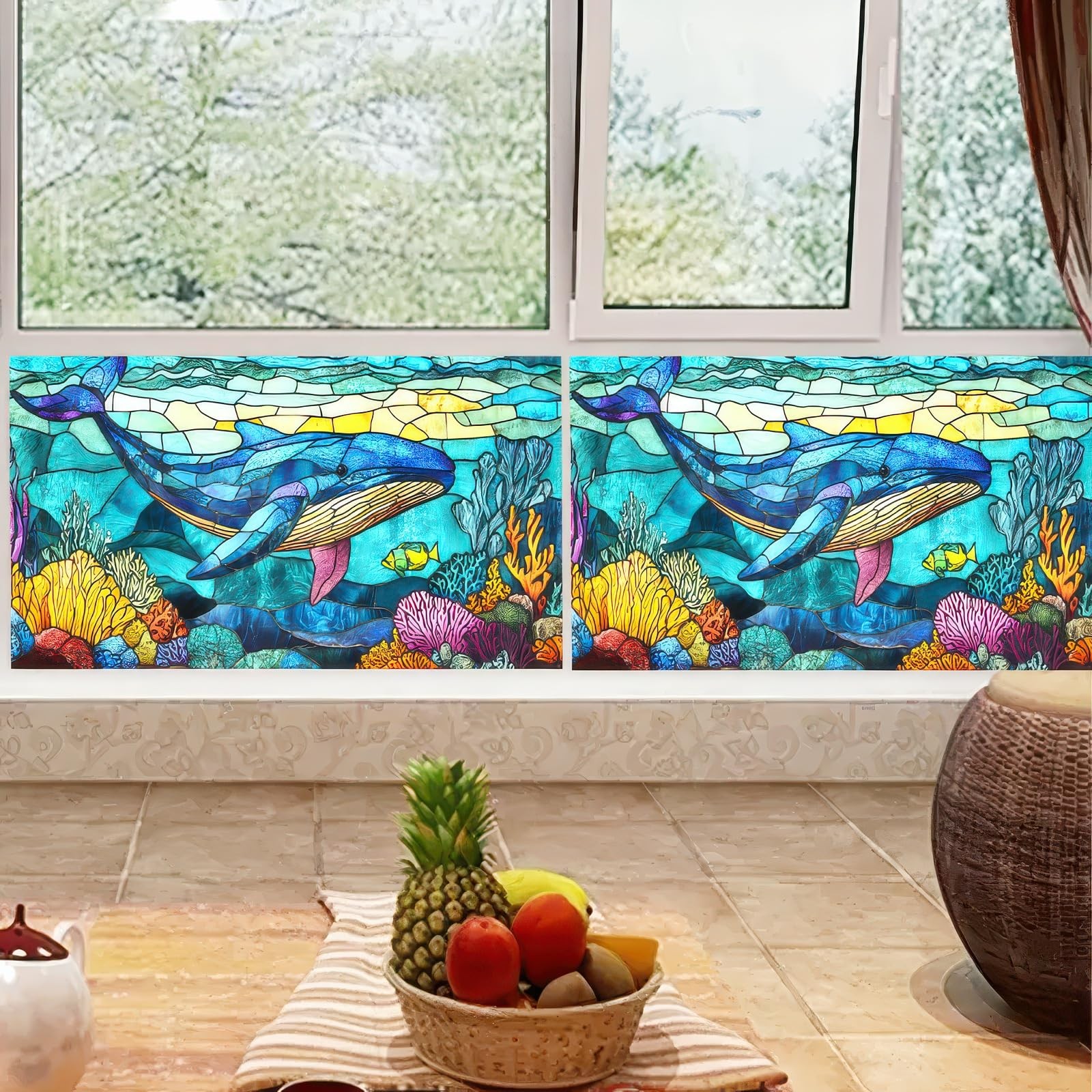 BlissYard Window Privacy Film Stained Glass 39.3×17.7 Inchs, Colorful