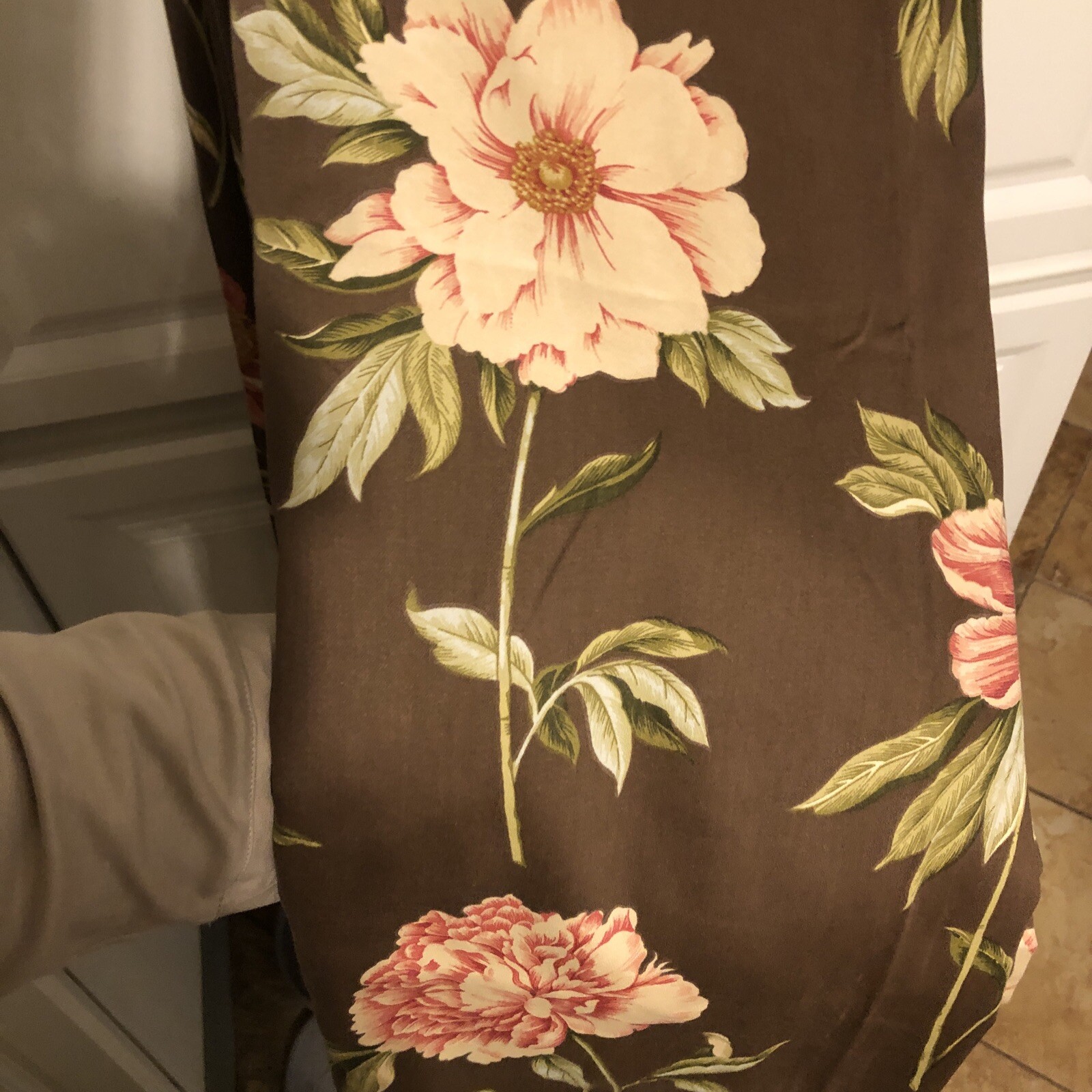1 Pair Waverly Williamsburg Ashton Peony Chocolate Vintage Panel Pair 42×84 HTF