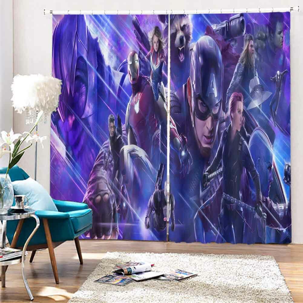 Blue Acid Base Line 3D Curtain Blockout Photo Printing Curtains Drape Fabric