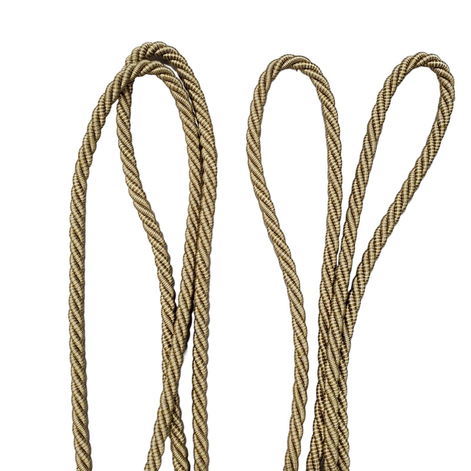 4 Large Drapery Tie Backs Tassel Twist Rope Gold Cord Brown Resin Luxury 30in