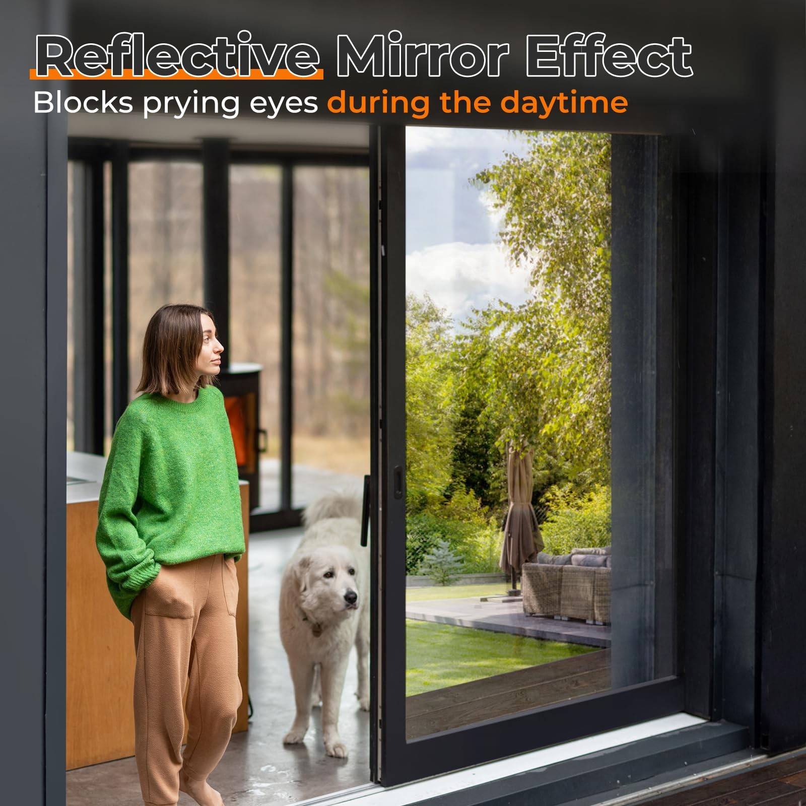 One-Way Window Privacy Tinting Film Sun Blocking Reflective Static Cling, 17×78″