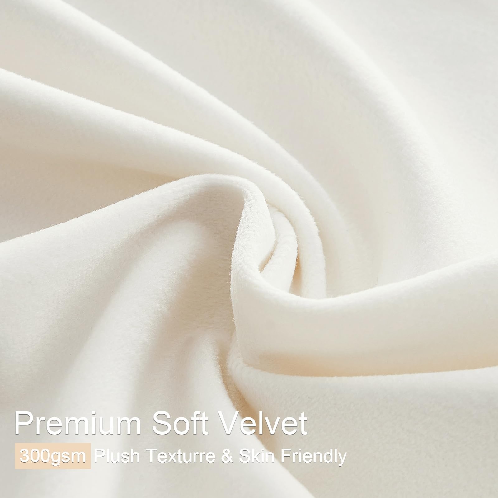 Cream Velvet Pinch Pleated Curtains 84 40W x 84L (Pack of 2) Ivory .