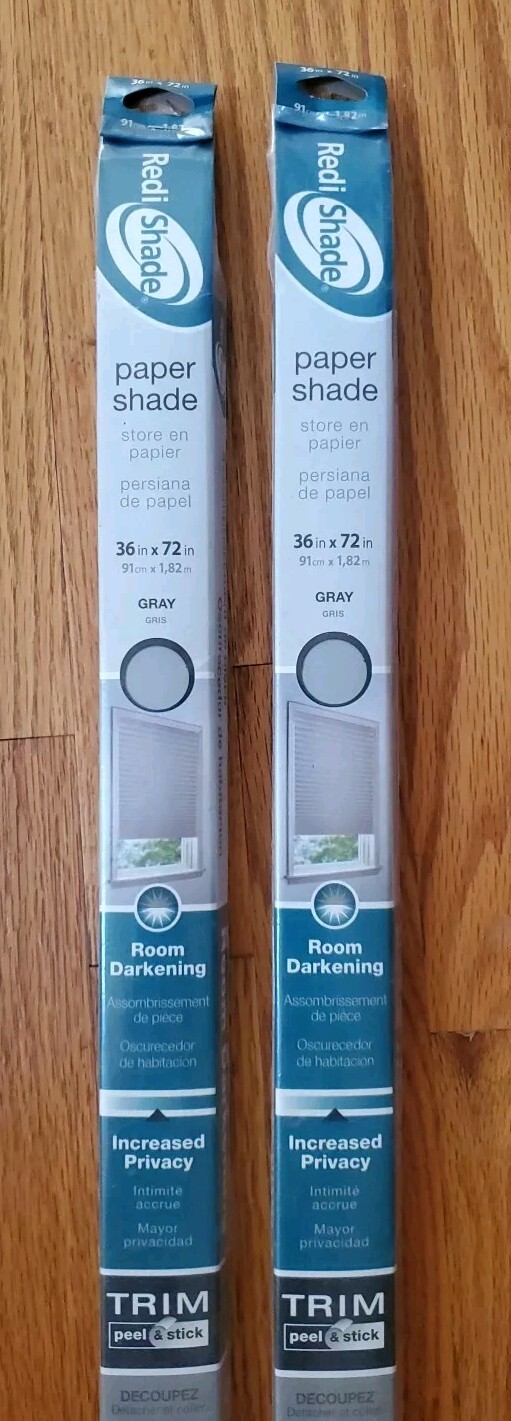 2 Redi Shade No Tools Room Darkening Pleated Paper Shade Gray, 36 in x 72