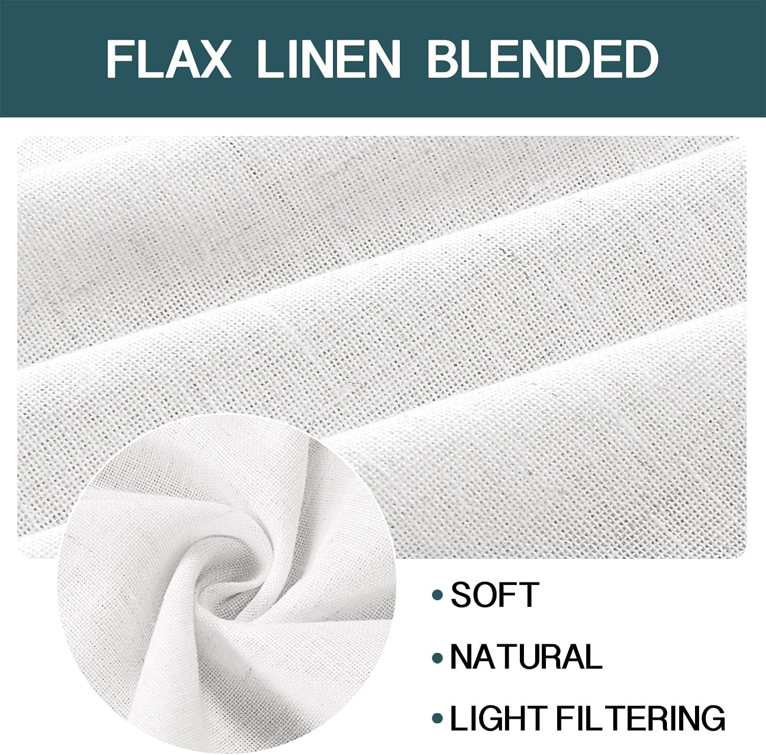 White Linen Curtains for Living Room 108 Inch Extra Long Rod Pocket Thick Linen