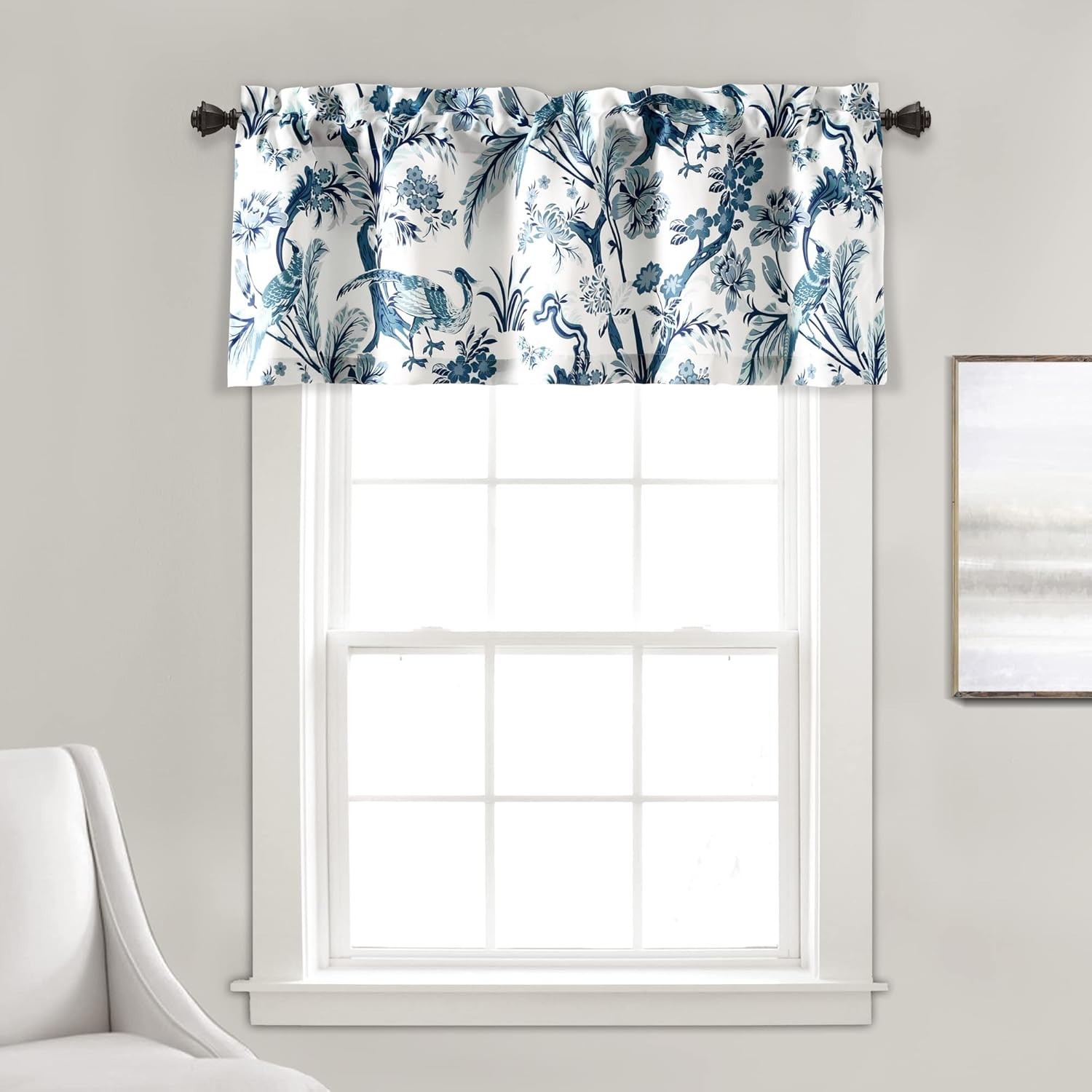 Dolores Light Filtering Valance Curtains Single, 52″ W x 18″ L Blue – Valance…