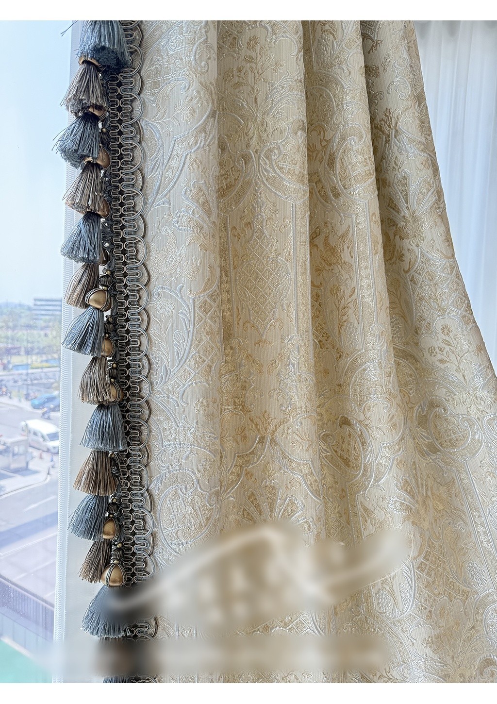 luxury French classical cloth jacquard relief shade livingroom curtain M1755