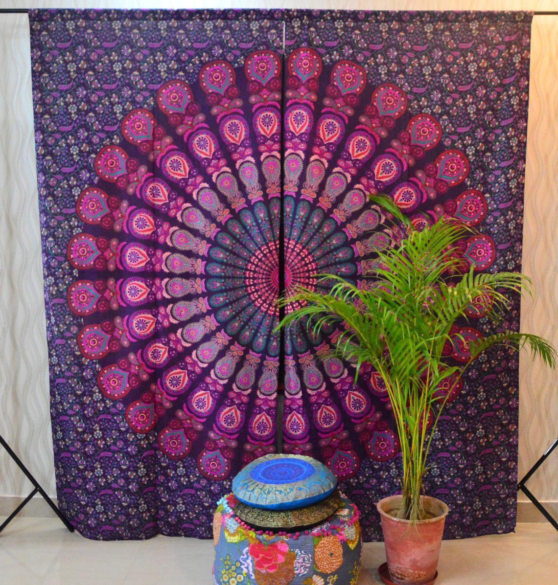 Indian Mandala Tapestry Curtains drapes Wall Hanging Valances Home Décor Curtain