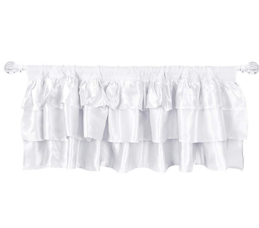 NEW 1PC Tadpoles Triple-Layer Satin Window Valance White 60″ W X 16″ L