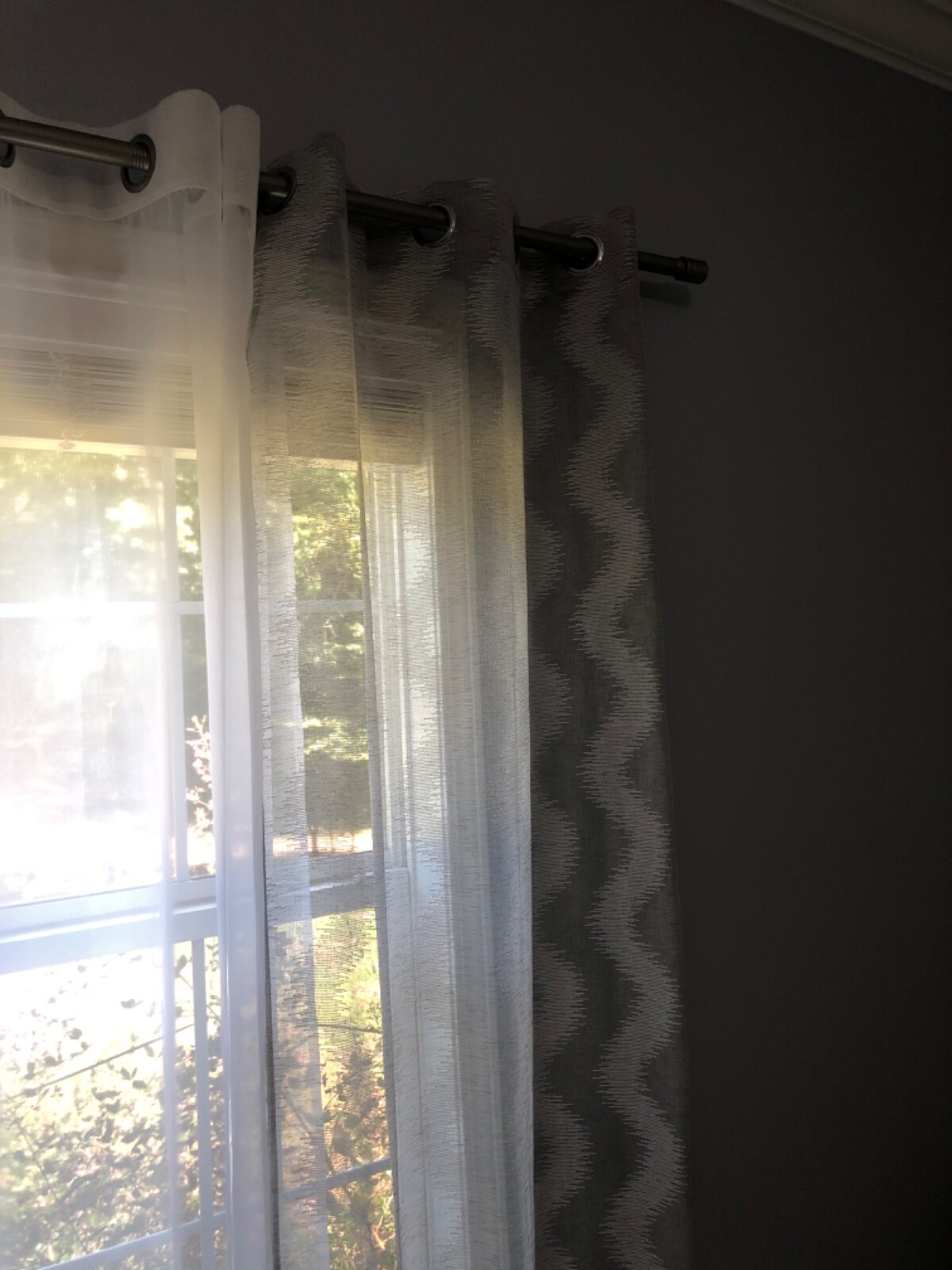 Rodeo Home 2 Panels curtains 34×84 Gray/White semi sheer EUC