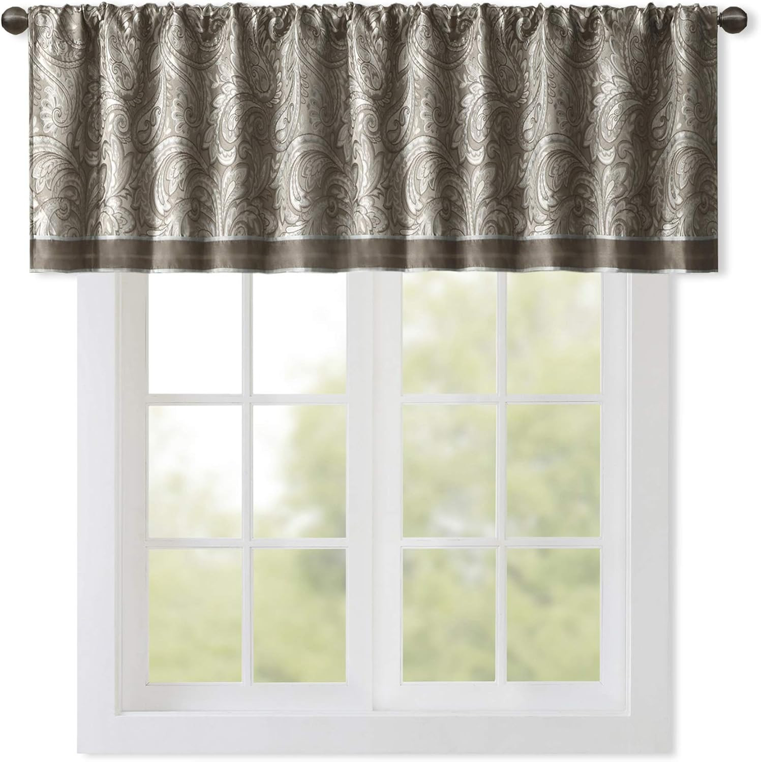Aubrey Jacquard Rod Pocket Valance , Classic Elegant Silk Paisley Valances For