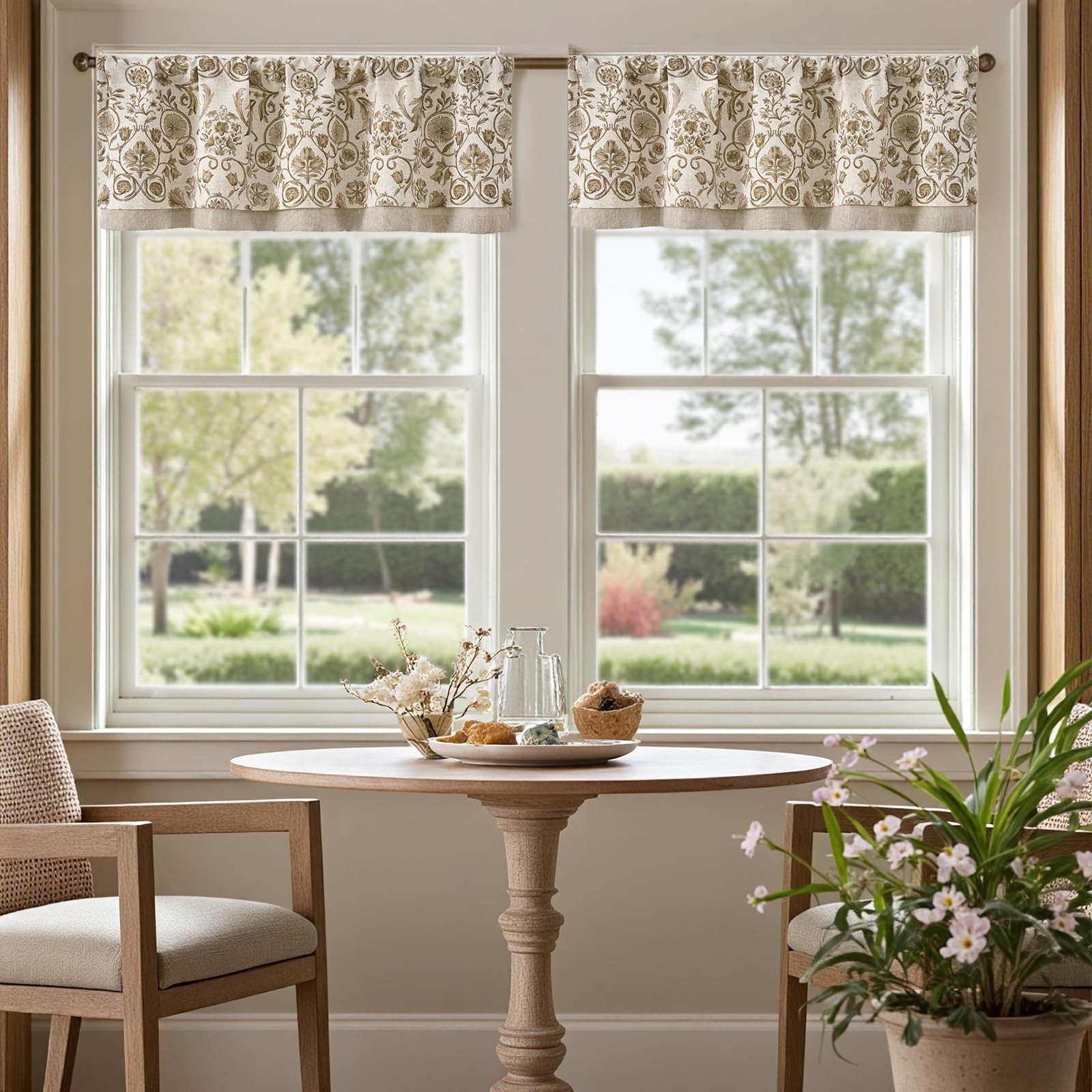 Double Layer Linen Valance Curtains Pack of 2 – 18 Inch Light Filtering Rod Pock