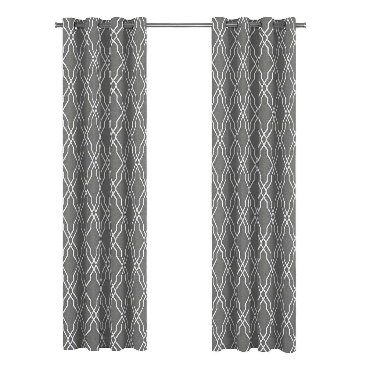 Perfect Pair, (2 Panels) Geometric Grommet Window Curtain Panels (Choose Color )