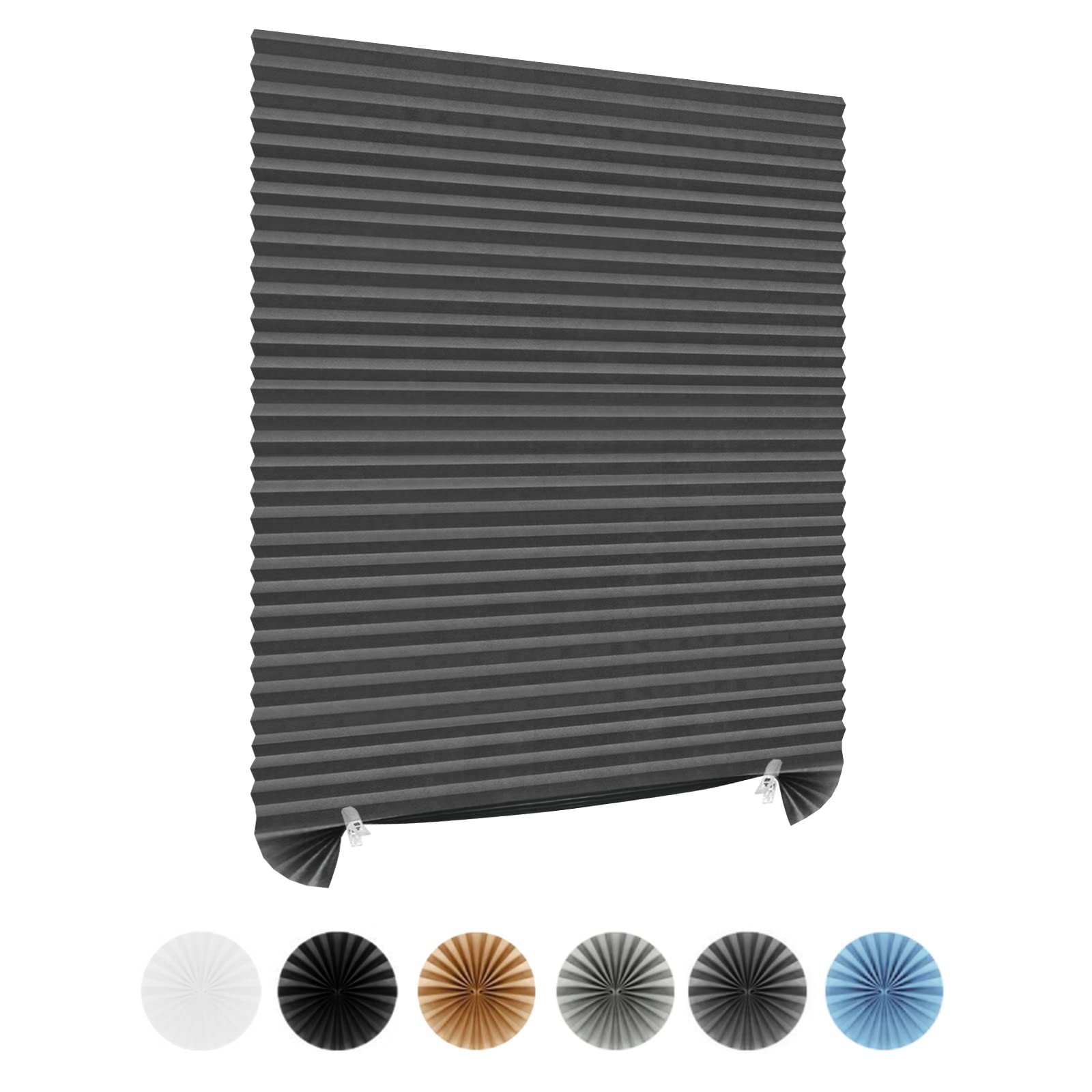Window Blinds Cordless Blackout No Drill Cut to 24″W x 59″H, Grey – 1 Pack