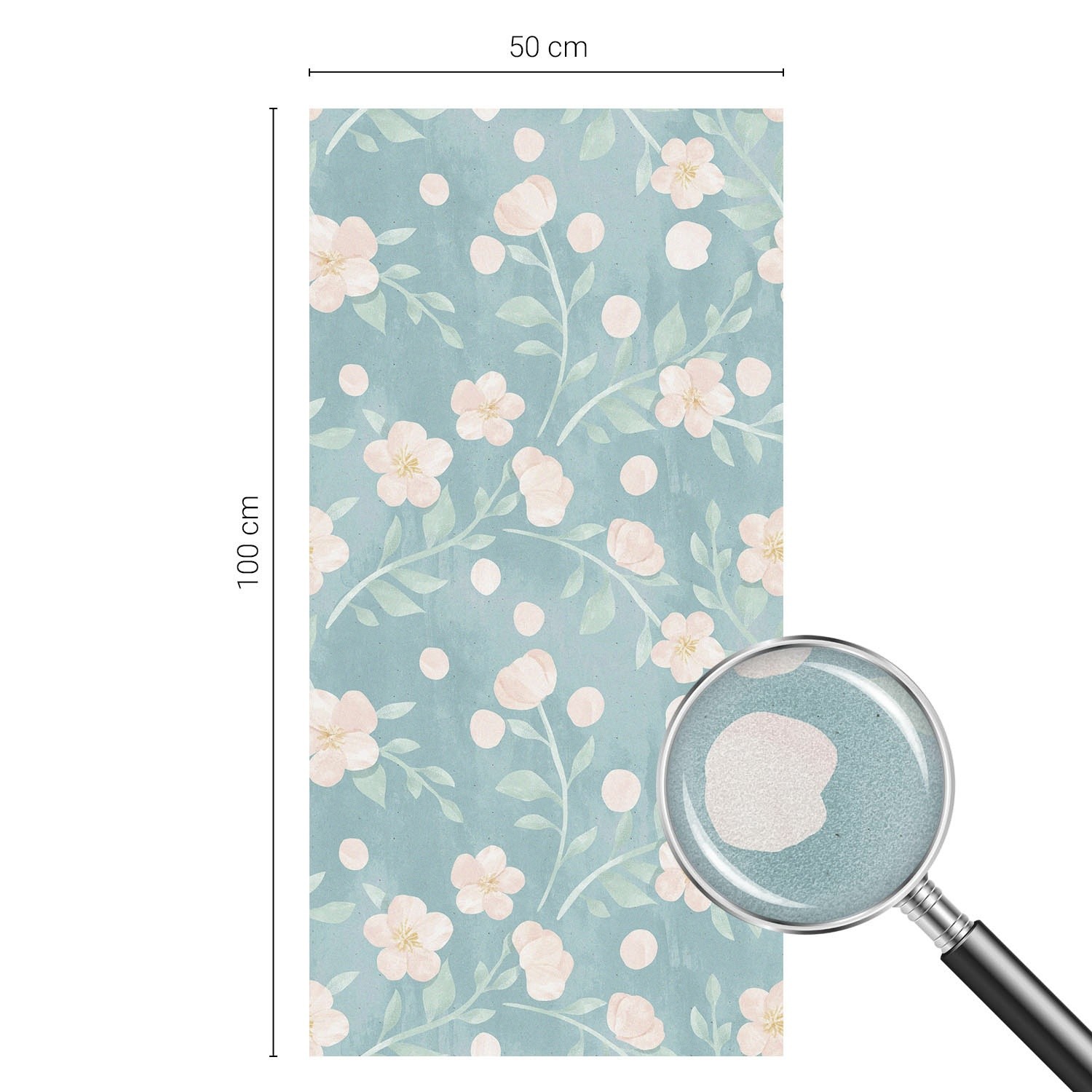 Decorative Frosted Glass Vinyl Kitchen Windows Pastel Flowers Art Blue