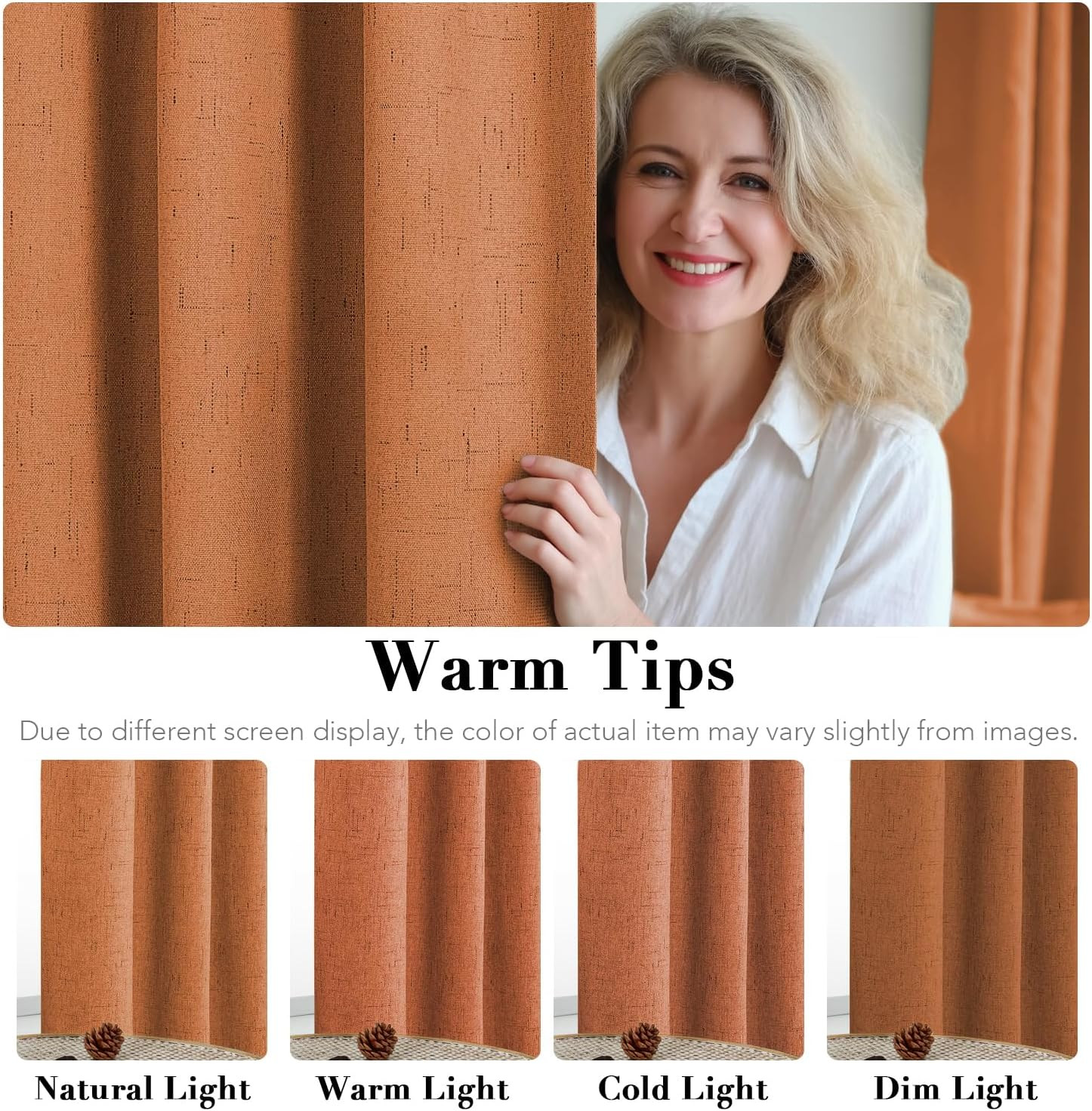 Thermal Insulated 100% Blackout Curtains, Orange, 52×108 Inch, 2 Panels