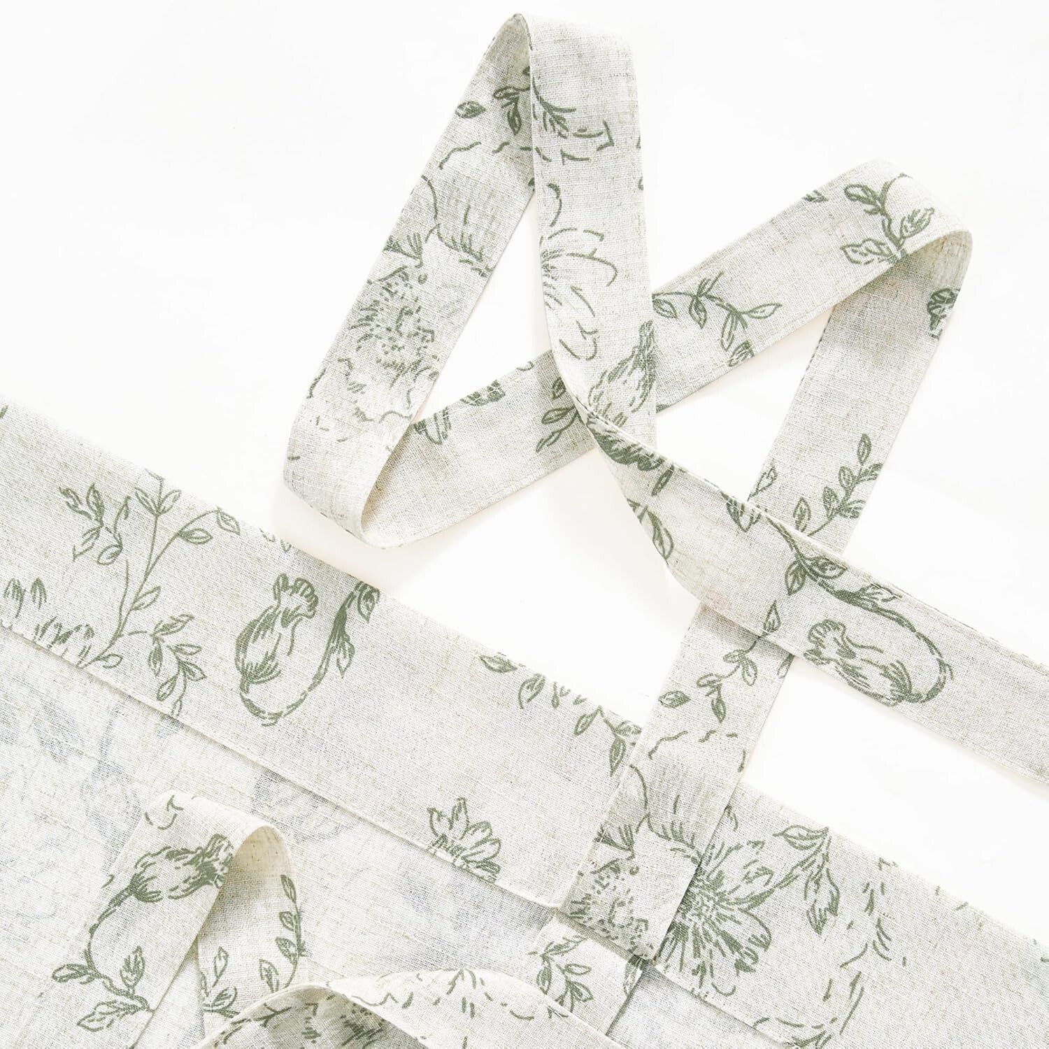 Light Filtering Floral Linen Valance – Elegant Sage Green Window Treatment 24″