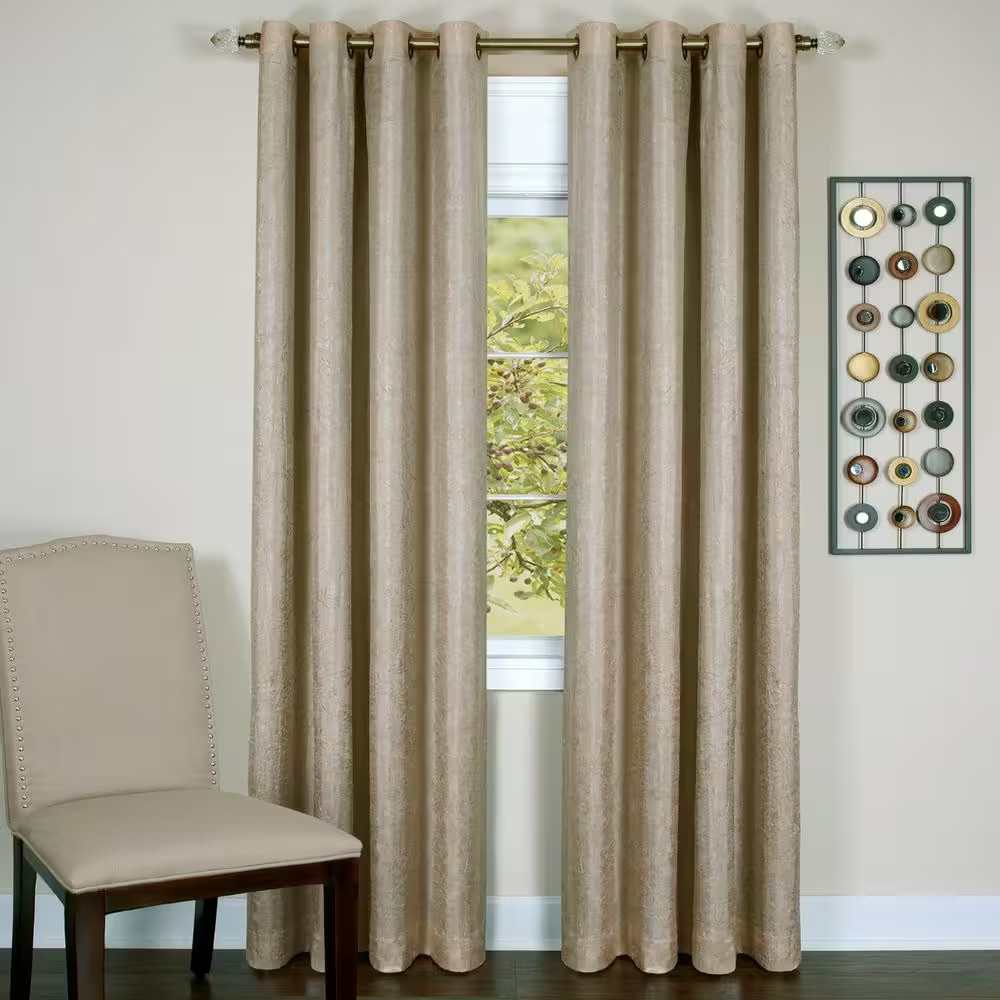 ACHIM Taylor 50 in. W x 63 in. L Polyester Room Darkening Window Panel in Tan