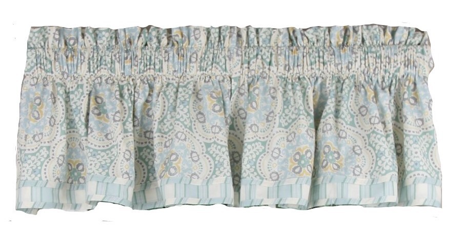 Waverly Astrid Mineral Tate Lined Valance Medallion Floral Cotton 52″ x 16″