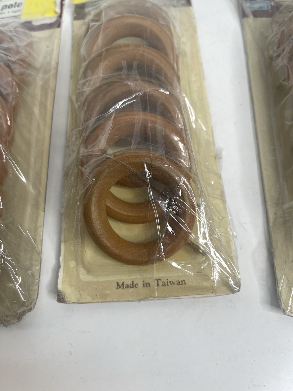 Vintage Wood Curtain Drapery Rod 3 packs 7/8” Rings with eyelets Lot of 21 new