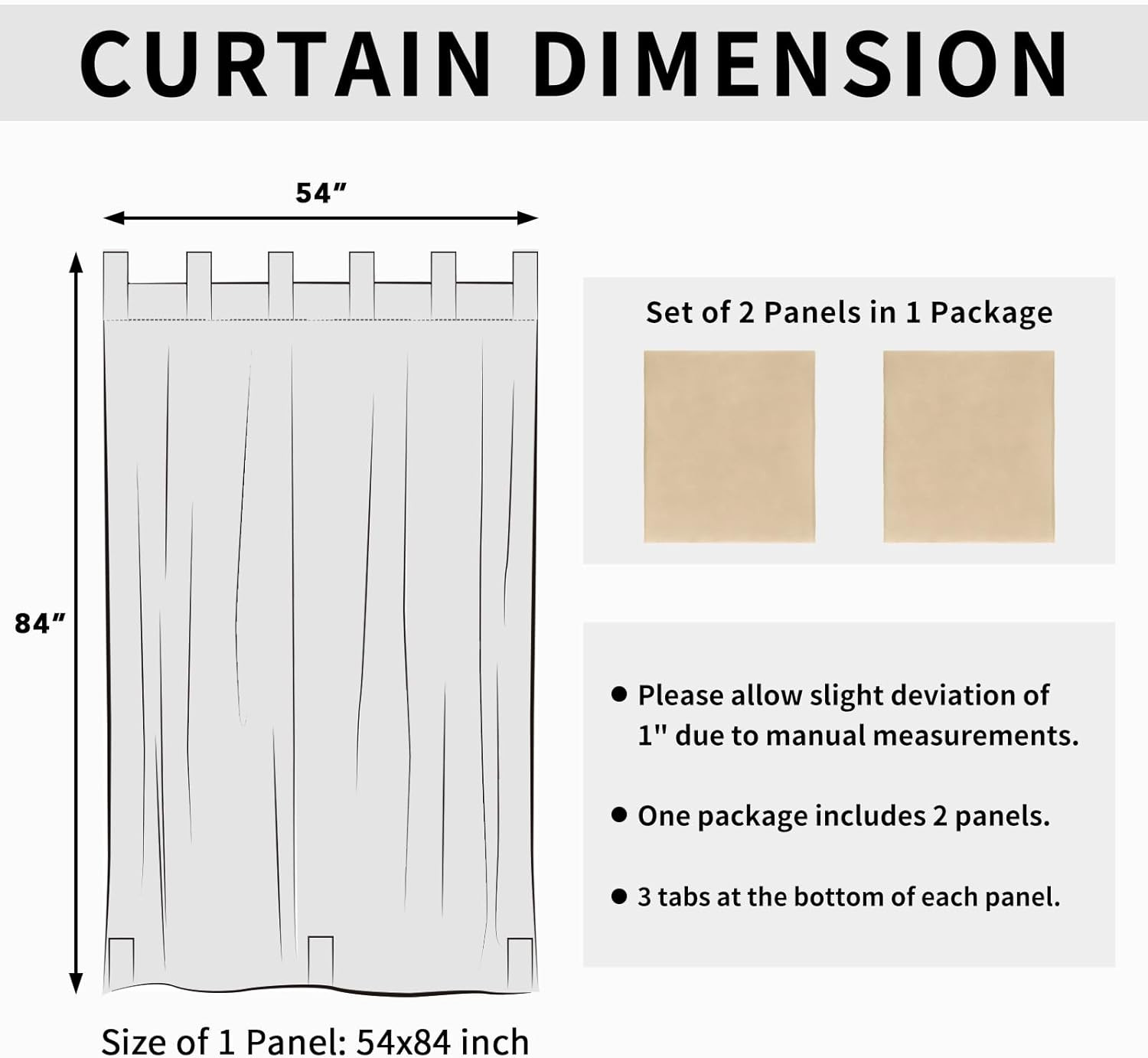 Outdoor Patio Curtains – Detachable Tab Top & Bottom, Weatherproof, 2 Panels