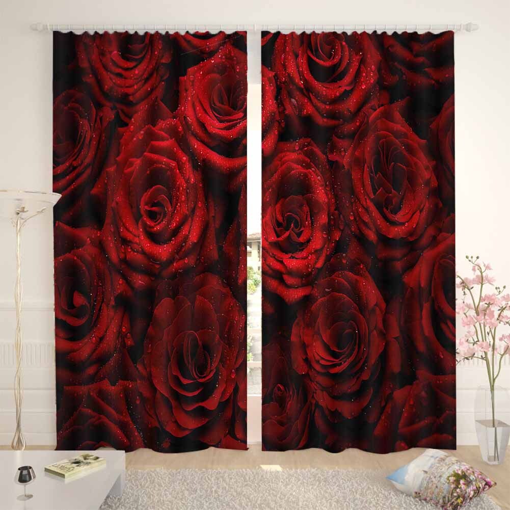 Romantic Ultimate Rose 3D Curtain Blockout Photo Printing Curtains Drape Fabric