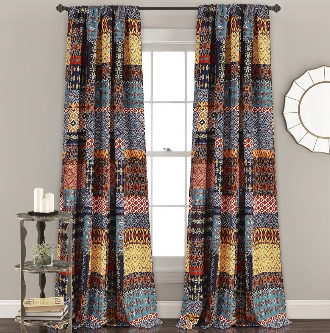 Lush Decor Misha Light Filtering Window Curtain Panel Set, 52″W x 84″L, Multi