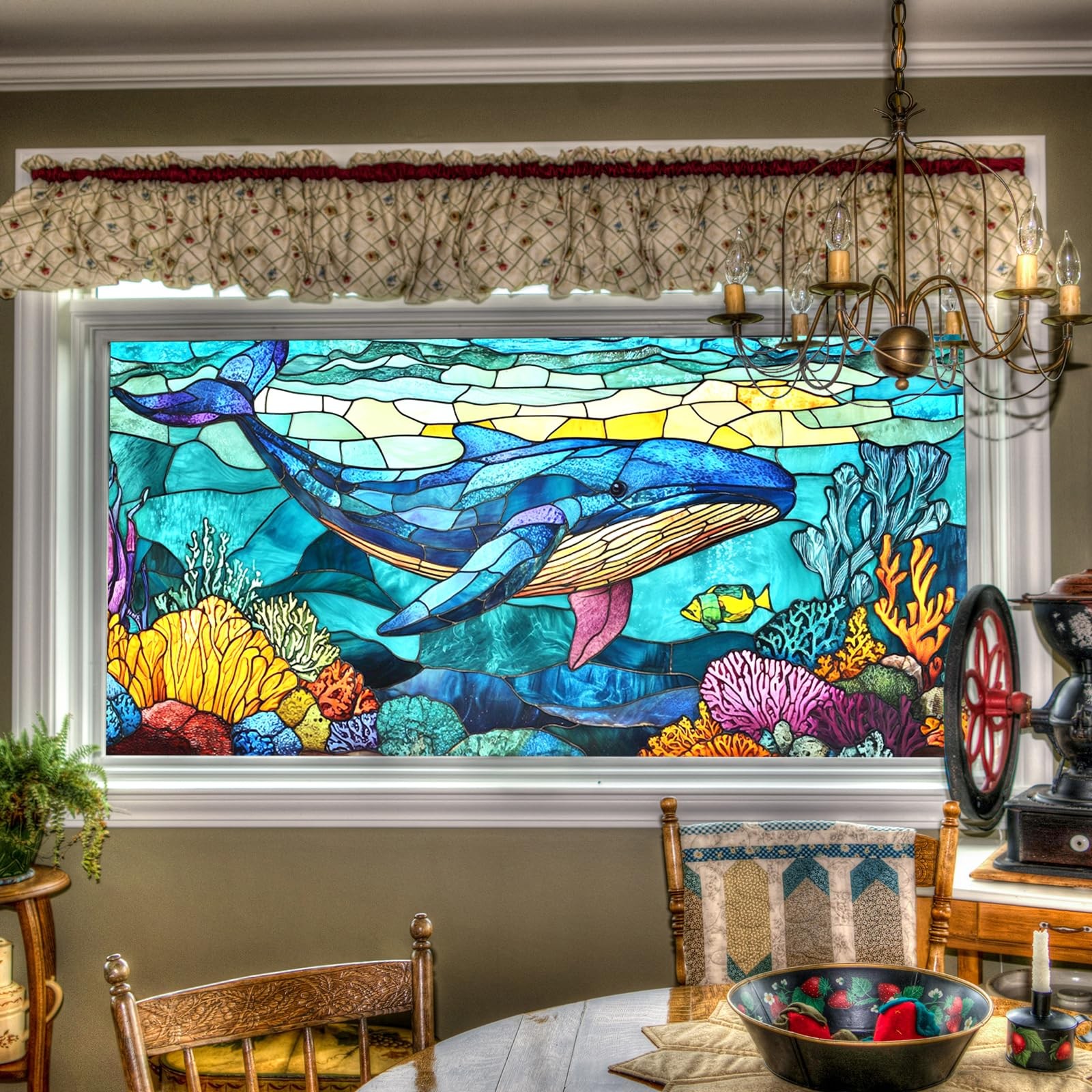 BlissYard Window Privacy Film Stained Glass 39.3×17.7 Inchs, Colorful