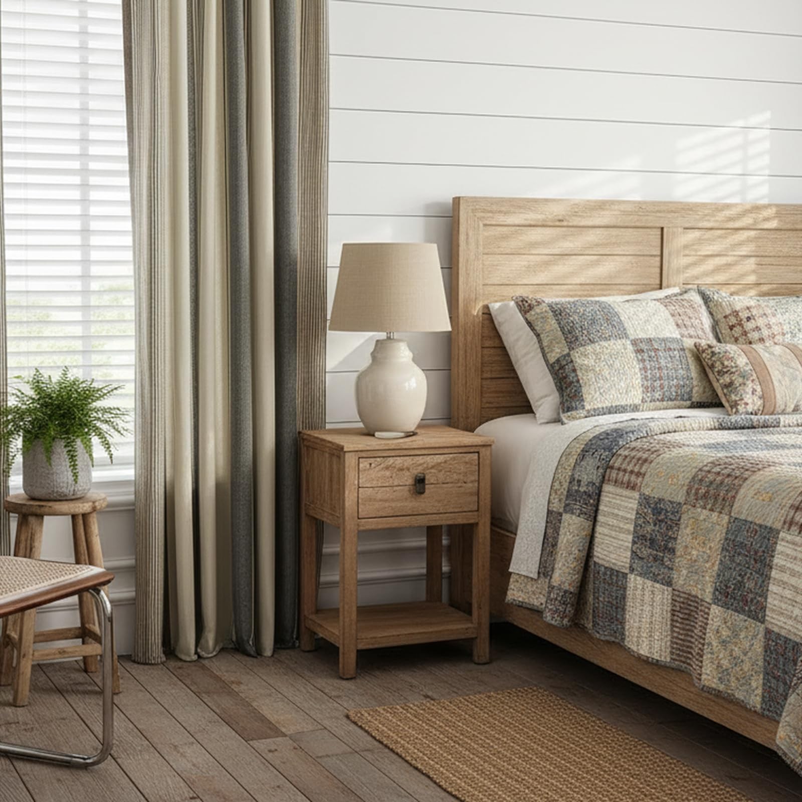 Brown and Grey Striped Curtains 2 Panels Set, Modern Farmhouse Vintage Patter…