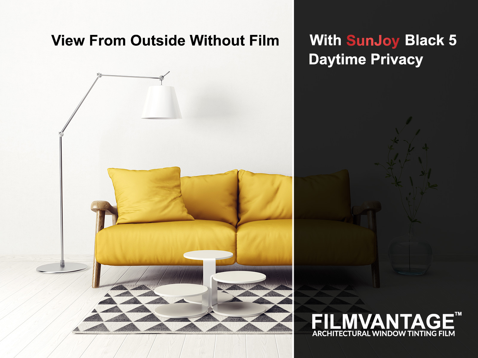 SunJoy Black Home Commercial Solar UV Window Tinting Film Light Tint to Privacy