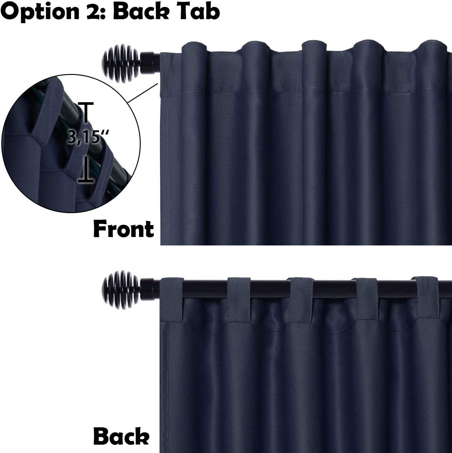 Extra Wide Navy Blackout Curtains for Sliding Glass Doors, 120×84 Inches